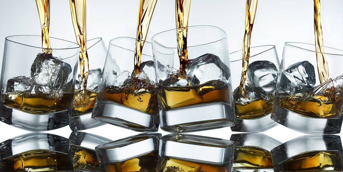 whiskey-6 glasses poured